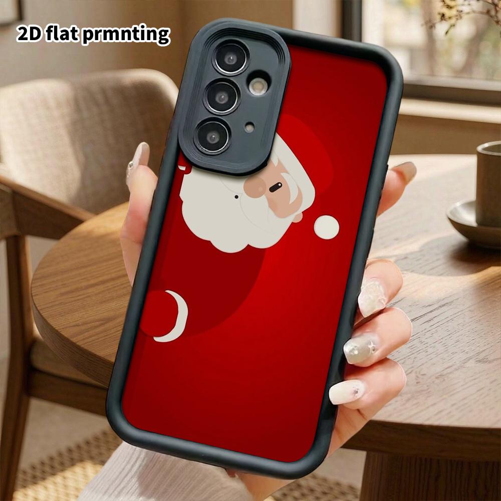 Phone Case: 2D Flat Samsung Galaxy A34 A35 M05 M06 S20 S22 S21 FE Plus 5G Step Design Protective Case, Peeping Santa Claus, Christmas and Halloween Gi