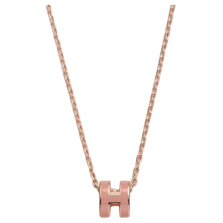 Hermes Pop H Series Logo Design Necklace Unisex necklace Pink Apricot H147992FOF2