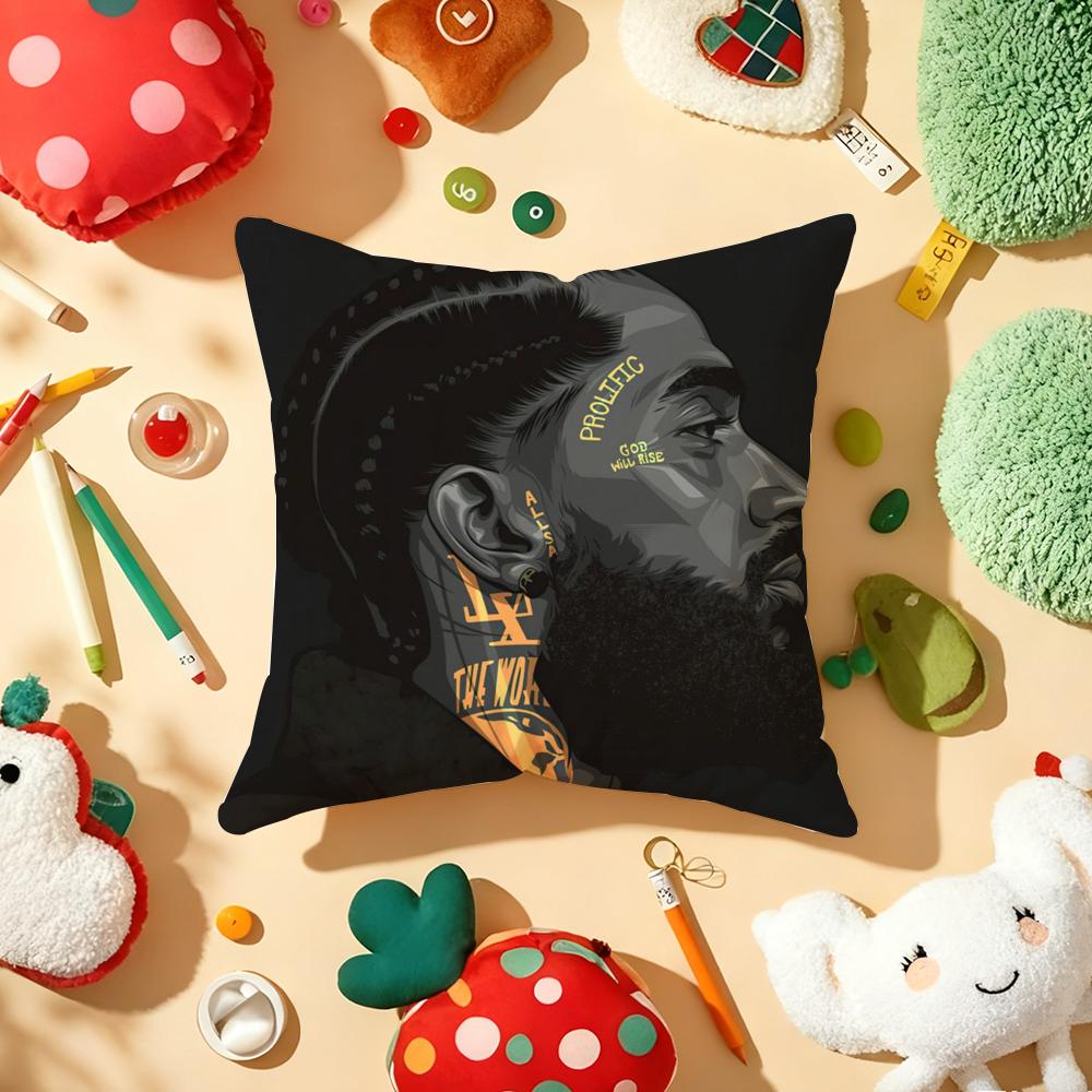 NNipsey Hussle RAP Cushion Cover Plush Fabric Soft DoubleSided Printed Sofa Warm Winter Home Gift Pillow Cover