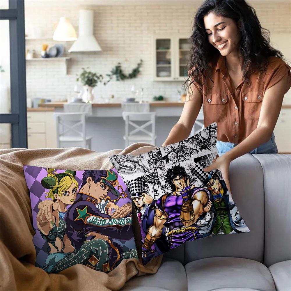 Наволочки Мультяшные Jojo'S Bizarre Adventure Декоративные для Дивана Дома Двусторонний Принт Короткий Плюш Милая Наволочка