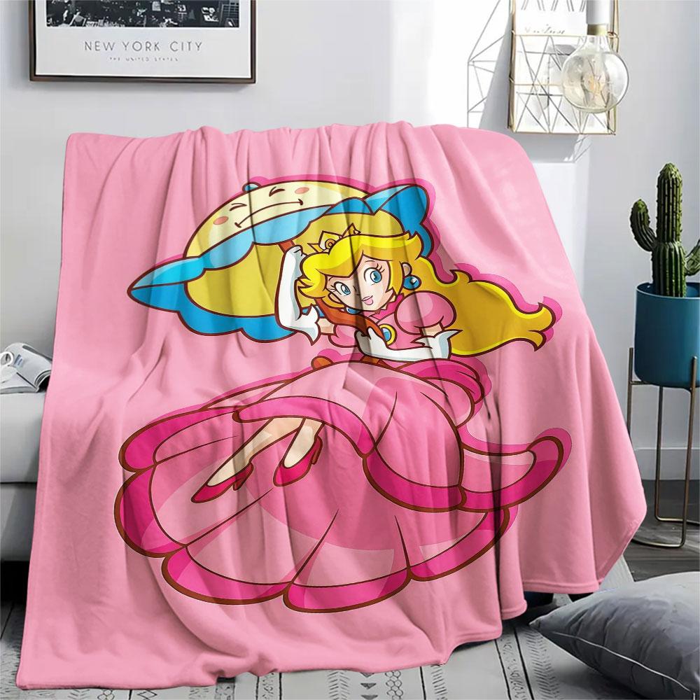 Peach Printed Flannel Blanket, soft throw for bedroom sofa, washable, fan merchandise, great gift.