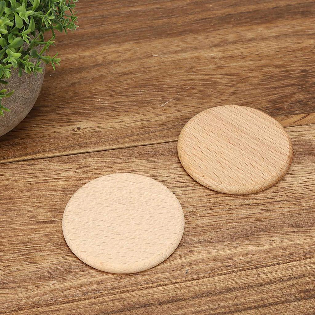 50 шт. круглых деревянных заготовок, ломтиков, бука, чипа, без отверстия, сделай сам, украшения ручной работы, аксессуары