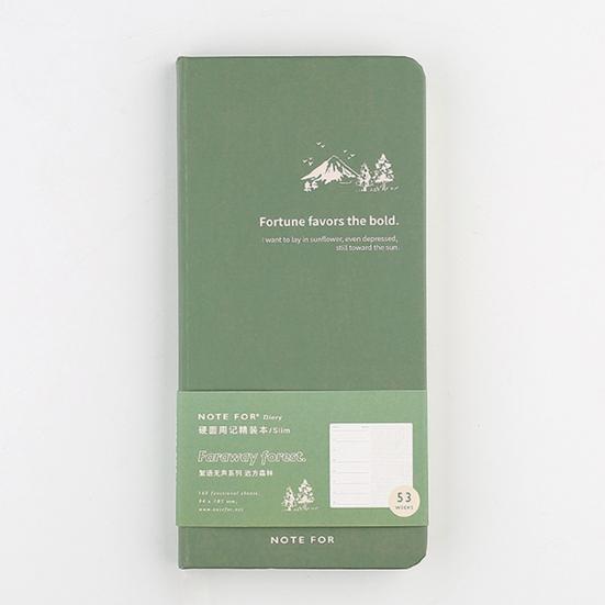 Еженедельный планировщик, 84 листа, 168 страниц, в твердом переплете, тонкий портативный, прямоугольный, с принтом «Горный лес», записная книжка, студенческие принадлежности