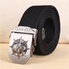 Ремень с автоматической пряжкой, утолщенный парусиновый ремень с черепом, мужской повседневный ремень