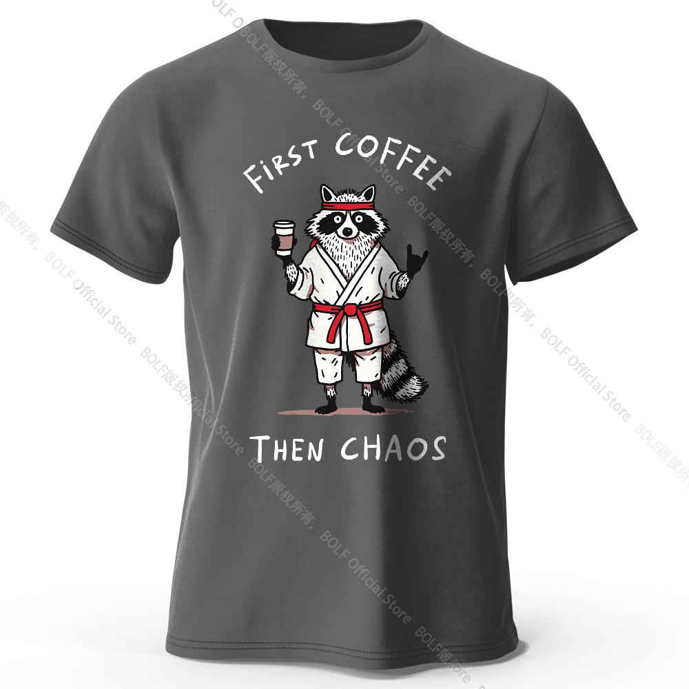 Мужская футболка с принтом "First Coffee" 100% хлопок Оверсайз Утренние графические футболки для женщин Летние топы Кафе Уличная одежда