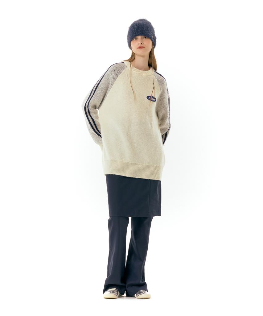 AMES-WORLDWIDE Basic Logo Wappen Knit Ivory (Am2Dfuk602A)