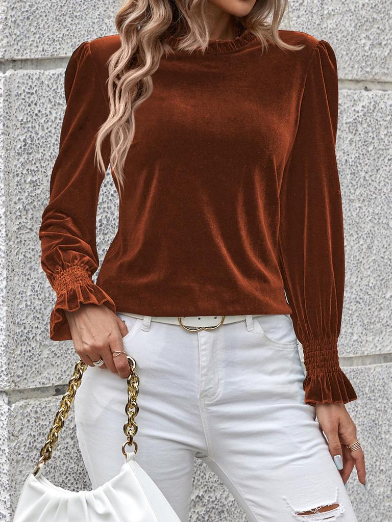2024 Autumn/Winter Women's Velvet Long-Sleeve Top