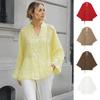 Handmade Button Shirt Women Stand Collar Shirt, Chinese Frog Blouse for Early Summer Casual Outfit Fall, Loose Solid Color Long Sleeve Top Spring Wear
