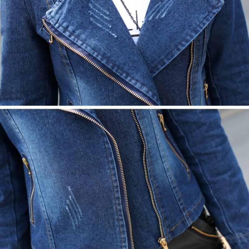 Женская джинсовая укороченная куртка в стиле панк на молнии, джинсовое пальто