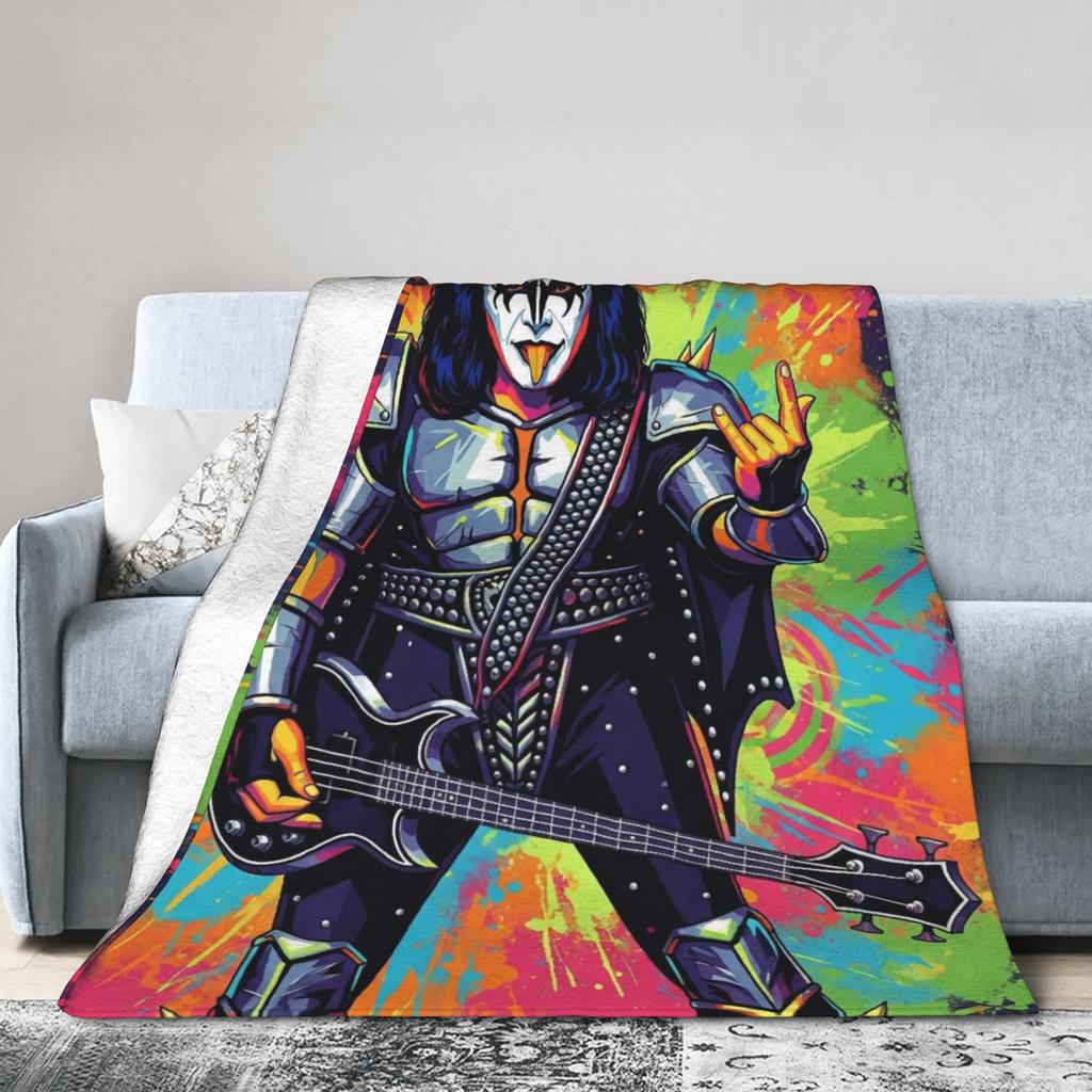 Super Soft BlanketChild Airplane Travel Ace Frehley Lead Guitarist Throw Blanket Flannel Bedspread For Couch Bed Sofa Cover