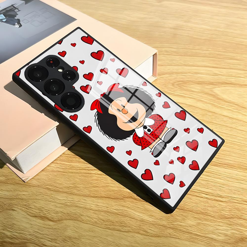Мультяшная Мафальда Милый Чехол Для Телефона Для Samsung S26 Ultra S24 25 Fe S22 S20 S23 21 Plus A54 A34 A53 A16 Стеклянная Крышка