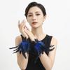 Black Lace Fluffy Feather Wrist Cuffs Lightweight Plume Bracelet Halloween Arm Cuff Gloves  Cosplay