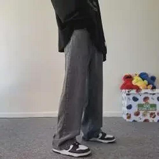 Мужские свободные повседневные джинсы Nine-Point в гонконгском стиле с широкими штанинами