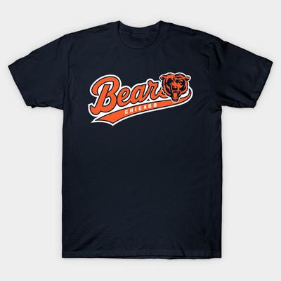 Мужская черная футболка с принтом Медведи Chicago Bears Печать на трансферной бумаге без вырезания Хлопковая футболка