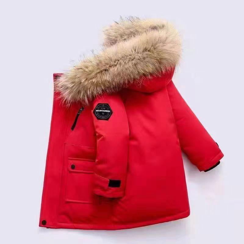 Kids' Winter Cotton Jacket with Fur Collar - Boys' Thickened Coat