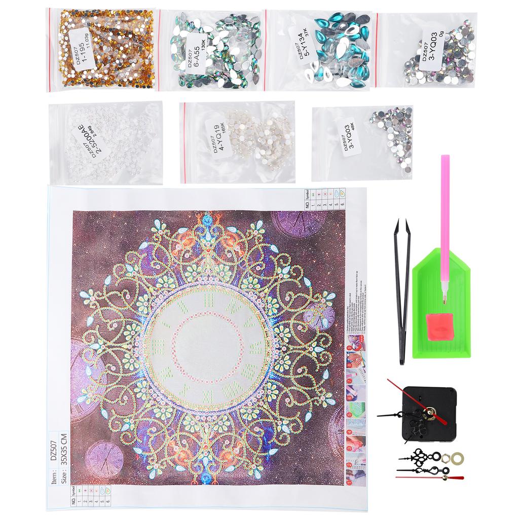 Diamond Painting Kits DIY Rhinestone Painting Flower Pattern Clock Home Wall Decor