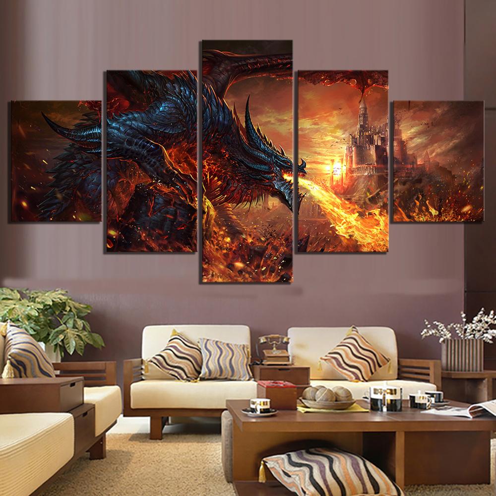 5 Piece Canvas Art Game Poster Wing Of Death Decorative Painting Living Room Picture Print Bedroom Wallpaper Home Decoration