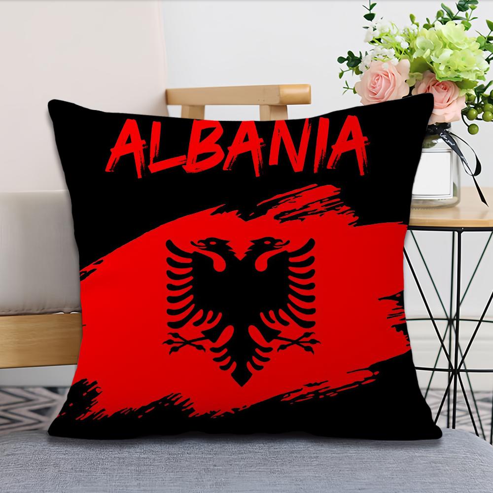 Albania Flag Art cushion cover Pillow Case Square Cushion Room Bedroom Headboard Sofa Living Backrest Nap Time