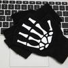 Boys' Halloween decorative warm gloves Fall and Winter split fingers open-fingered knit gloves skull hand pattern gloves