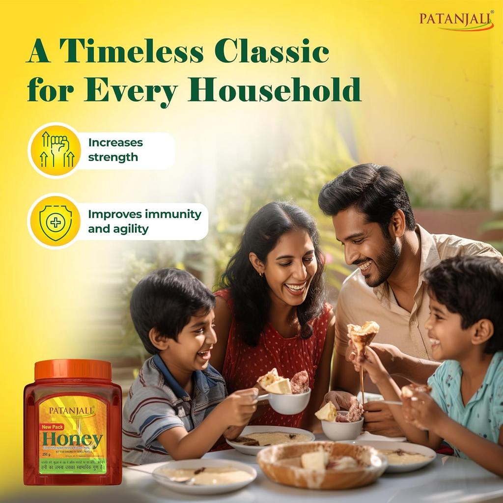 Patanjali Honey Pure Natural Shahed 250g Pack Of 1 | Premium Sweetener For Cooking & Skin Care