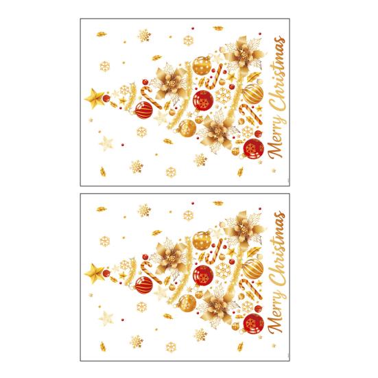 2/4Pcs Golden Christmas Tree Window Cling Removable Waterproof Merry Xmas Tree Static Glass Sticker Holiday Party Decoration Decal
