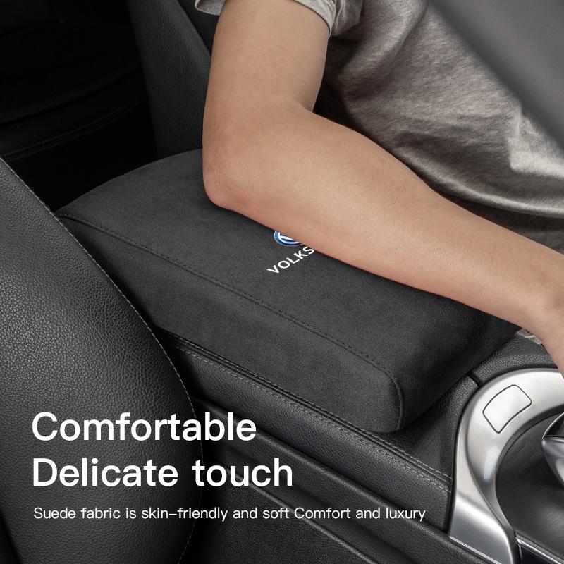 hijk1 Car Armrest Box Heighten Mat Suede Hand Pad For VW Golf Tiguan Jetta GTI Transporter Passat T5 Polo Touran Scirocco Arteon T-ROC