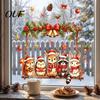 Decorative Glass Stickers for Christmas Animals Window Decal, Static Cling Removable Sticker, Waterproof PVC Cute Electrostatic Deer Bunny on