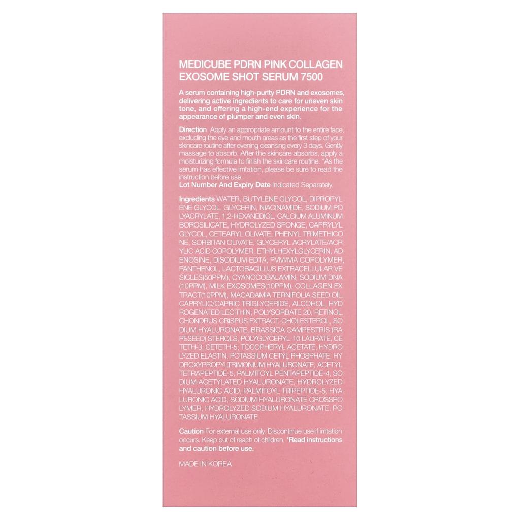 Medicube Сыворотка PDRN Pink Collagen Exosome Shot 7500, 30 мл (1,01 жидкая унция)