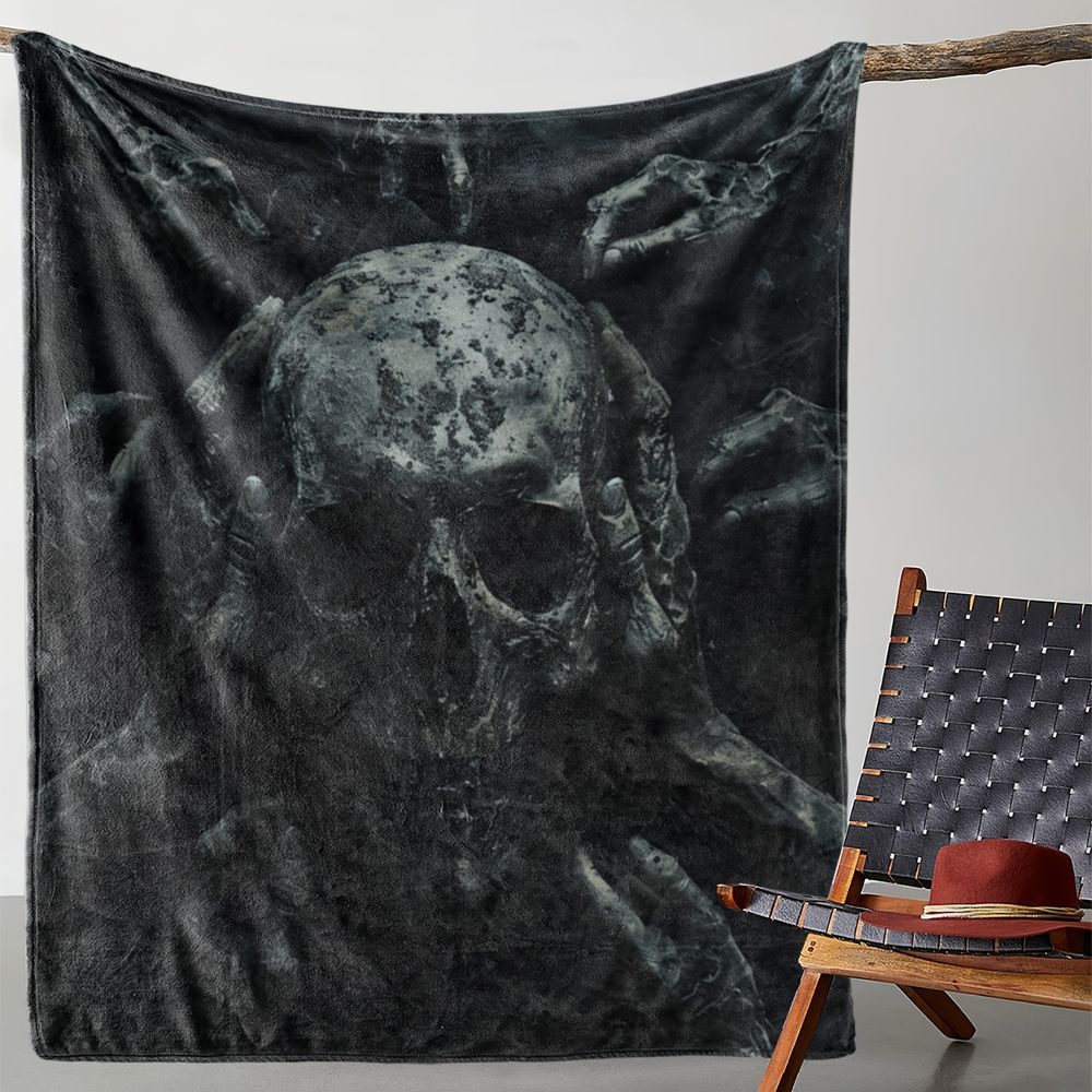 Gothic Skull Dark Art Pattern Flannel Throw Blanket Soft Plush Fleece Bed Sofa Cover,Lightweight Warm Decorative Throw for Home Halloween Decor