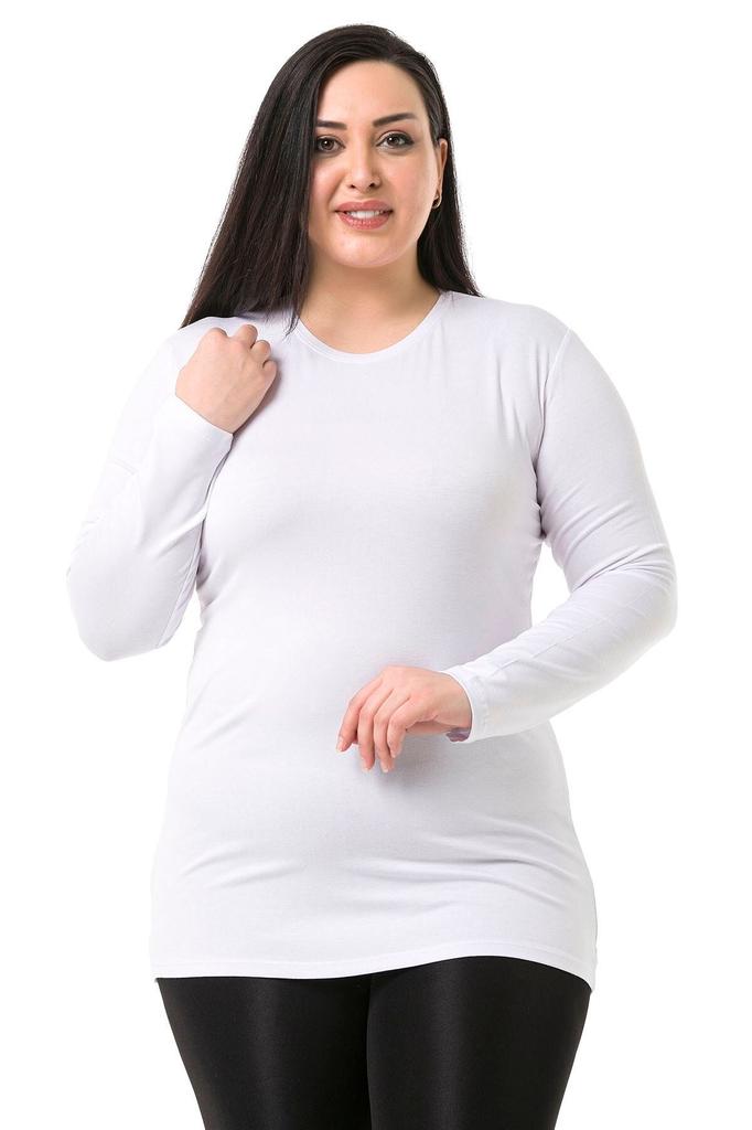 Women's Style Big Size Body Plus Size Crew Neck Long Sleeve Viscose Black Body
