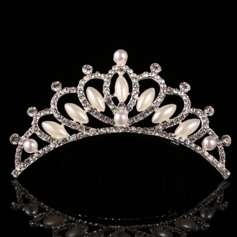 Детская тиара из сплава для девочек, тиара для любви, гребень для волос принцессы, стразы, жемчуг, тиара на день рождения