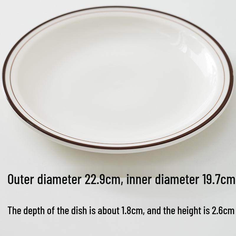 Off-White Line Bone Dish: 6.4/7.2/9 Inch Shallow White Porcelain Dessert & Snack Plate