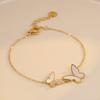GEMCHIC Women's Stainless Steel Gold Tone Shell Butterfly Beaded Bracelet Fashion Titanium Steel Luxury Jewelry