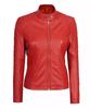 Stylish Biker Motorcycle Women's Jacket Red Genuine Lambskin Leather Handmade