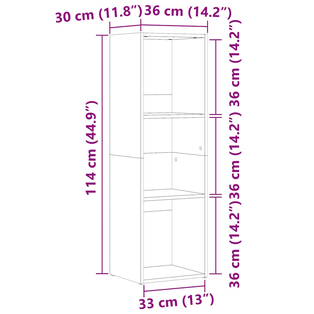 Bookshelf Vintage Wood Look 36 x 30 x 114 cm Engineered Wood