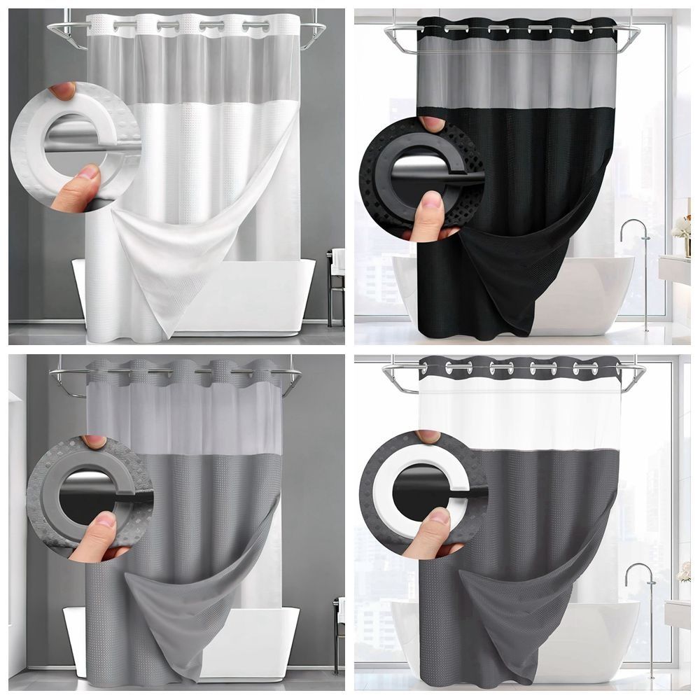С прозрачным верхним окном Безкрючковая шторка для душа Съемная шторка для ванной Ванная комната