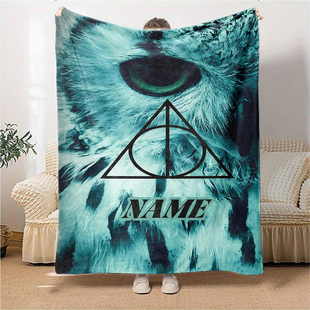 Custom Name "Harry Potter White Owl" blanket for Couch & Bed, Plush Cozy Fuzzy Blanket Super Soft & Warm Blankets for Fall and Winter. 0908105