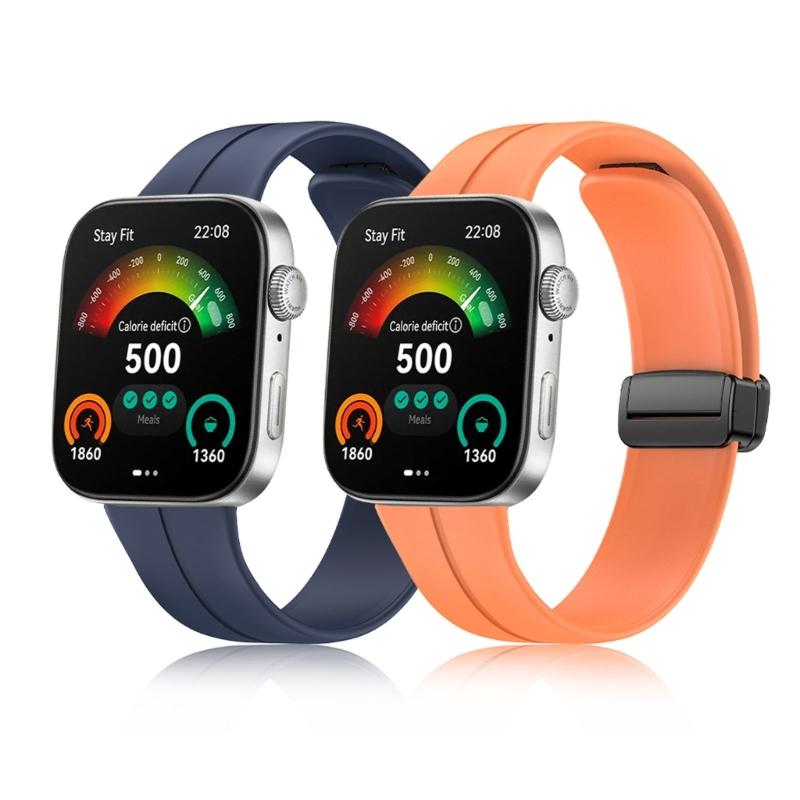 Comfortable Silicone Band with Magnetic Lock Breathable Accessory Sweat Resistant Silicone Watch Strap for Watch Fit3