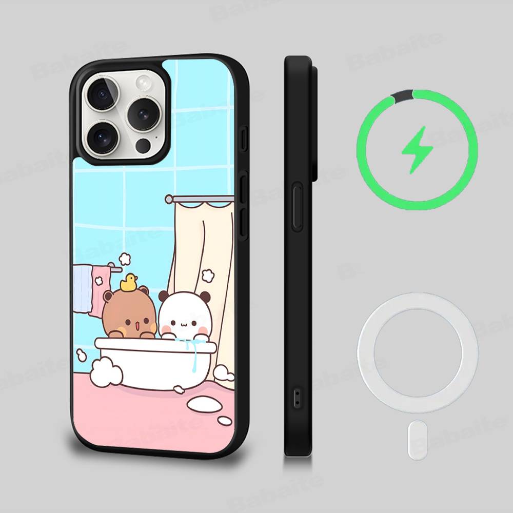 BUBU DUDU Мультяшный Матовый Магнитный Чехол Для Телефона Для IPhone 16 17 15 14 13 12 11 Для Magsafe Беспроводной Зарядки