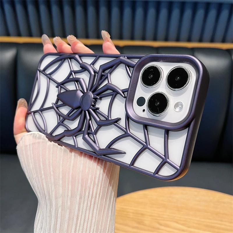 Мультяшный 3D узор паука, полый, чехол для отвода тепла для iPhone 16e 16 15 14 Plus 13 12 16 Pro Max 11 15, матовый силиконовый чехол