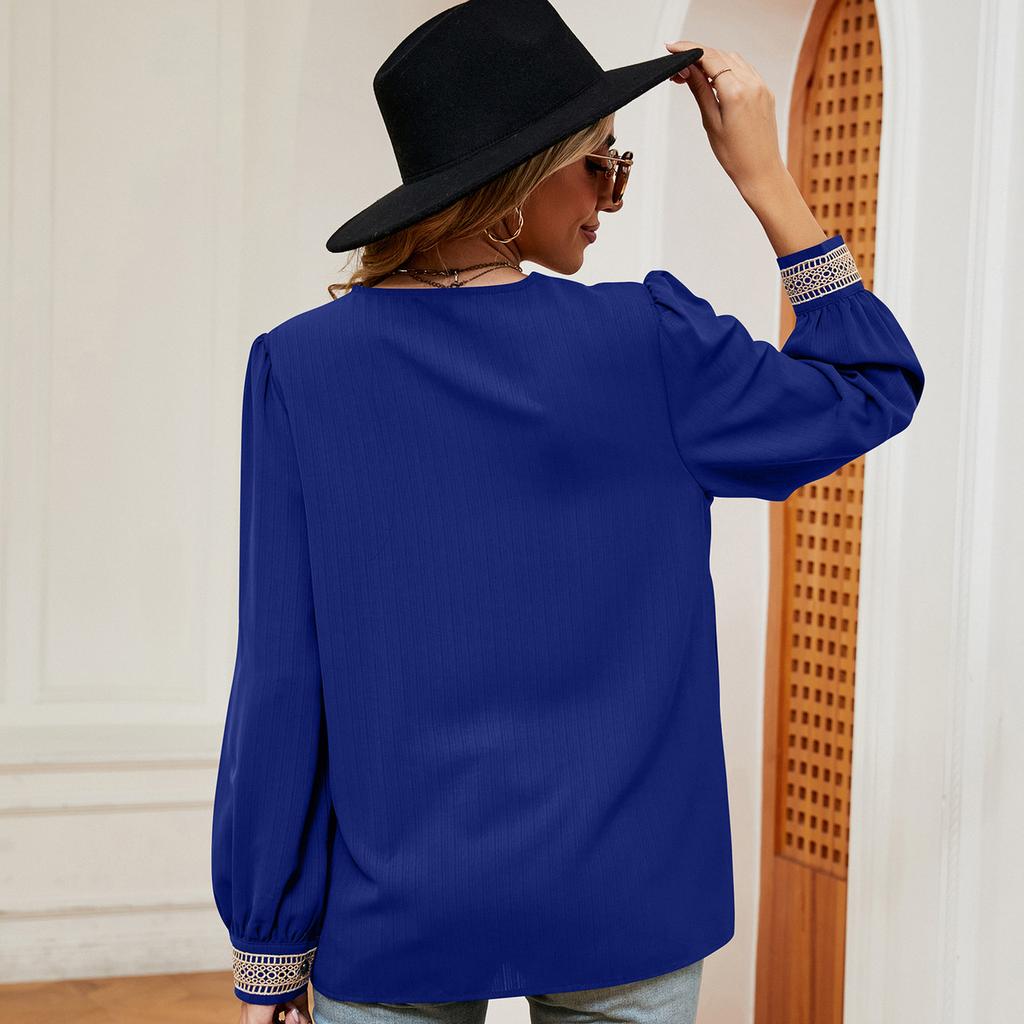 JKAASHDK Женские модные повседневные пуловеры с v-образным вырезом и длинными рукавами, весна-осень с кружевным принтом