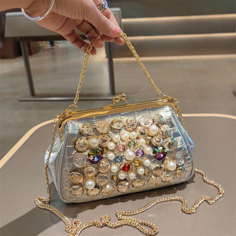 Сумка для ужина Charm Socialite Diamond Studded 2025 New Sweet Handheld Chain Shoulder Bag