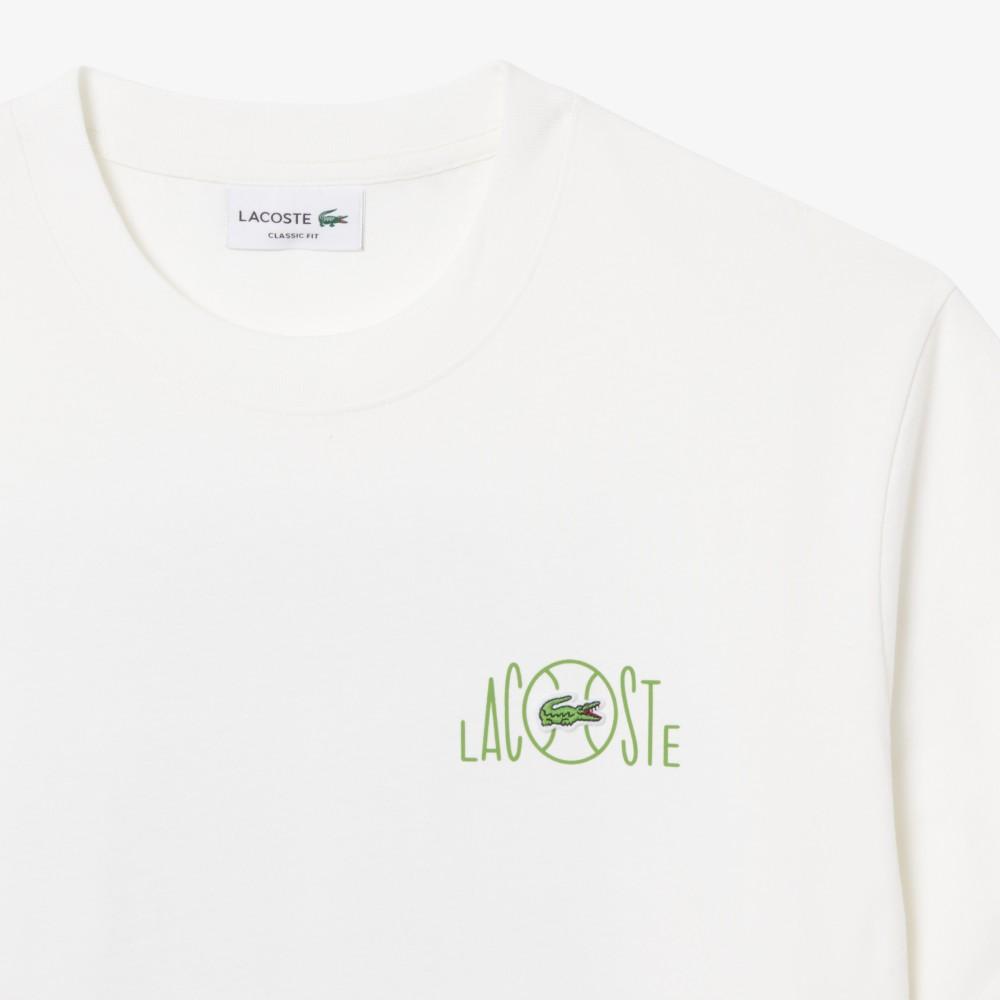[Lacoste] Men's Back Tennis Court Graphic Short Sleeve T-Shirt TH2197-56G70V