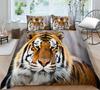 3D Grey Background Cute Tiger Printed DUVET QUILT COVER Bedding Set Washed Microfiber 2 / 3 Set Duvet Cover Bedding Set