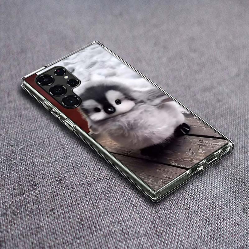 Penguin Baby Healing Phone Case For Samsung Galaxy S24 S23 S21 S20 FE S22 S26 Ultra S25 Edge S10 Plus Cover Clear TPU Capa Shell