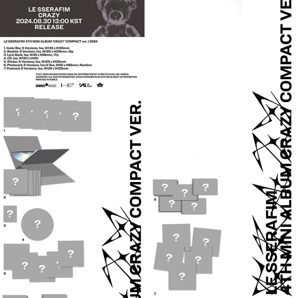 LE SSERAFIM CRAZY - 4TH MINI ALBUM (COMPACT VER.) Random Version