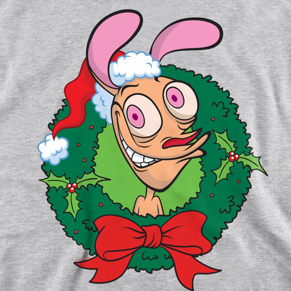 Ren & Stimpy Unisex Adult Wreath Christmas Sweatshirt