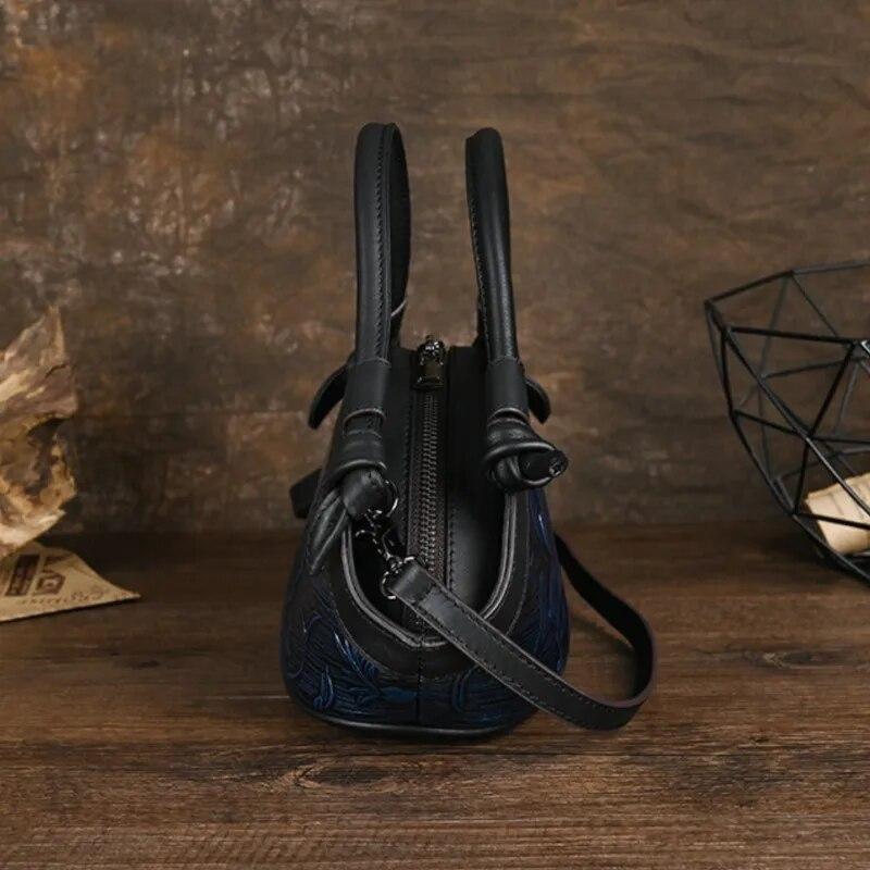 Johnature Ретро-сумка ручной работы из натуральной кожи с тиснением, женская сумка, универсальные сумки из воловьей кожи на плечо и через плечо