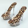 Women's Leopard Print Clear Sandals - 15cm High Heels with Platform, Open Toe Strappy Design, Party/Prom Evening Shoes 190-99