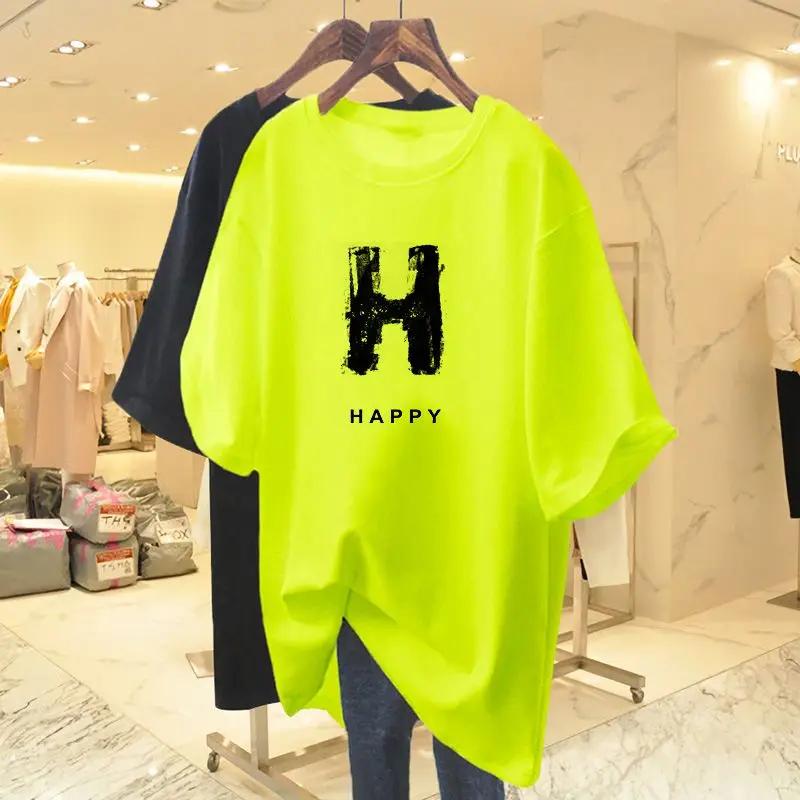 Women's Printed T-shirt, Pure Cotton Short Sleeved T-shirt, Round Neck Casual Top, Basic Sweater